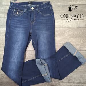 True Religion Joey Mid Rise Crystal Flap Flare Jeans Size 8 (29)